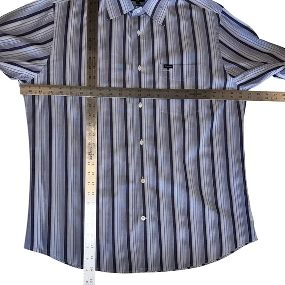 Faconnable Mens Club Shirt Cotton Blue & White Striped Button Up France ~ Size L - Picture 5 of 6